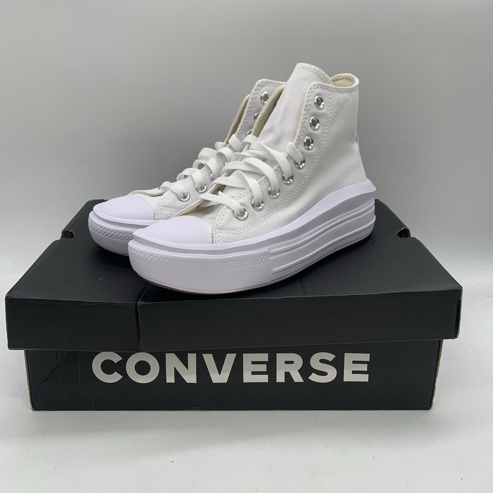 CONVERSE Chuck Taylor Shoes Womens 6.5 All Star Move Hi White (568498C) NEW